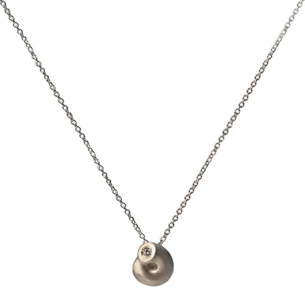 Sterling Silver and Diamond Shell Necklace - "Shell"