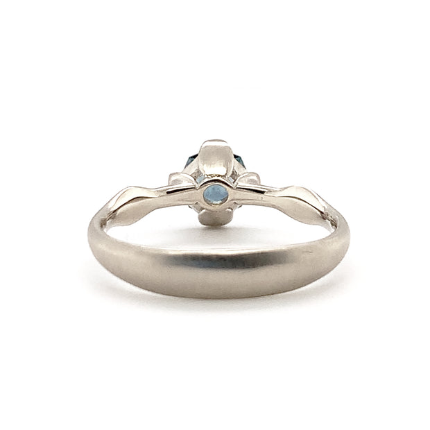Octagonal Teal Sapphire & Diamond Engagement Ring - "Teal Bloom"