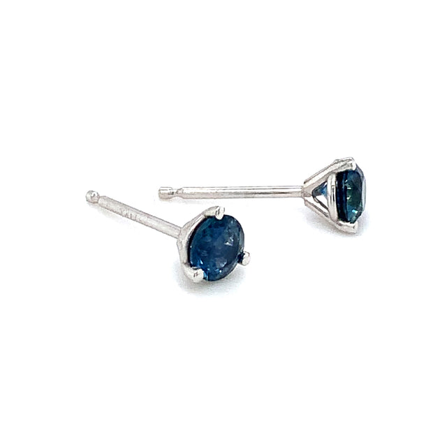 Montana Sapphire White Gold Cocktail Stud Earrings - "Ocean Trench"