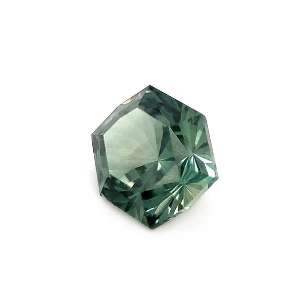 octagonal desaturated ivy green loose Montana sapphire side