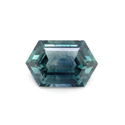 Geometric Elongated Hexagonal Deep Teal Blue Montana Sapphire front