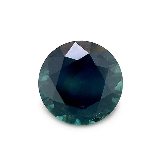 Deep teal round loose Montana Sapphire front
