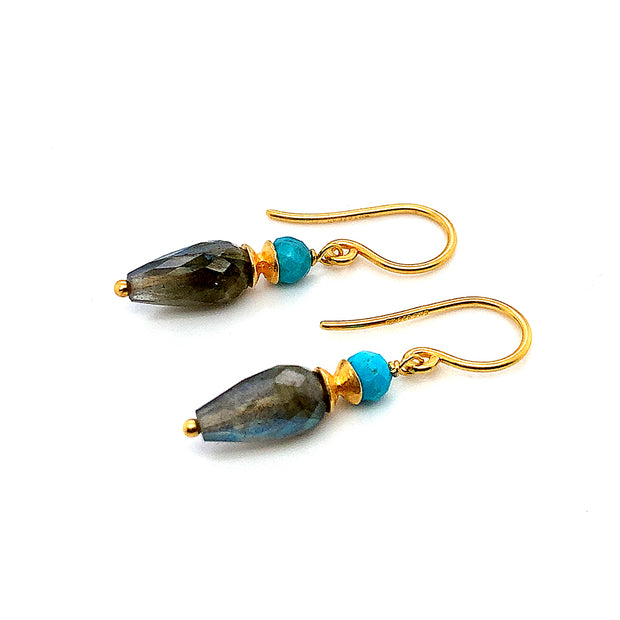 Turquoise and Labradorite Drop Earrings