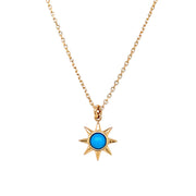 Yellow Gold & Turquoise Sun Necklace - "Serene Summer"