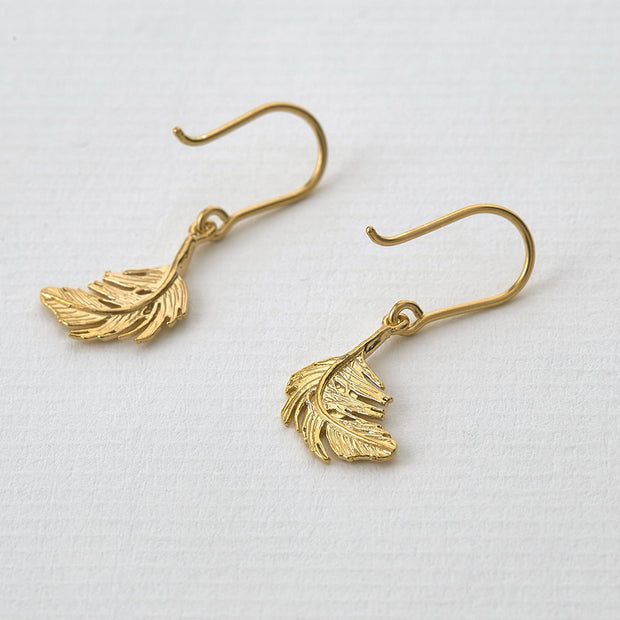 Gold Vermeil Feather Dangle Earrings