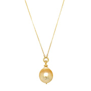 Yellow Gold Necklace with South Sea Pearl - "Cordeila"