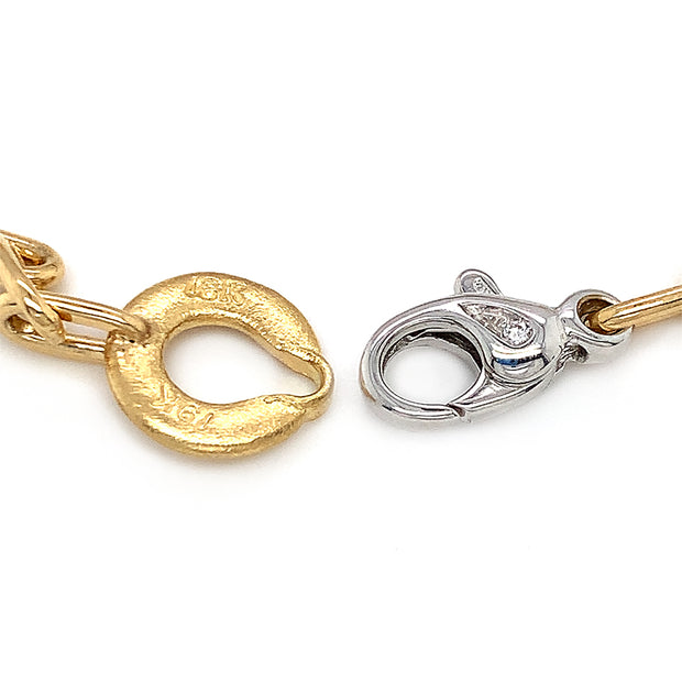 Gold & Platinum Diamond Link Bracelet - "Southern Oak Leaf"