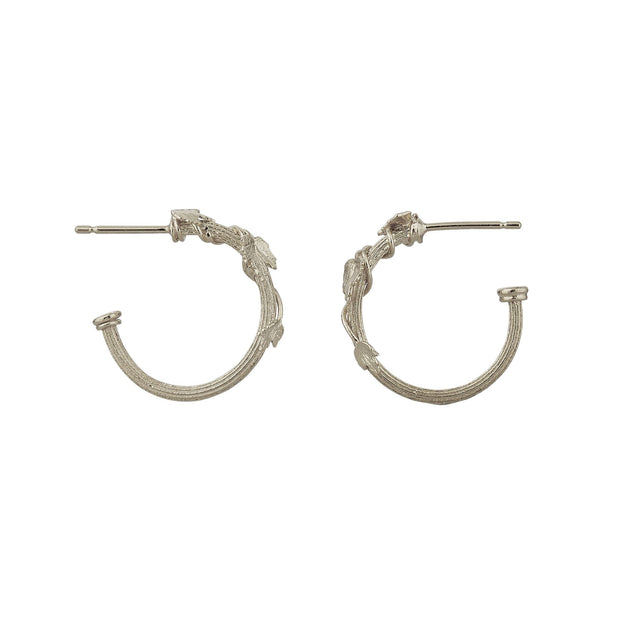 Sterling Silver Medium Hoop Earrings - "Overgrown Column"