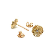 Gold and Diamond Flower Earrings - "Efflorescent"