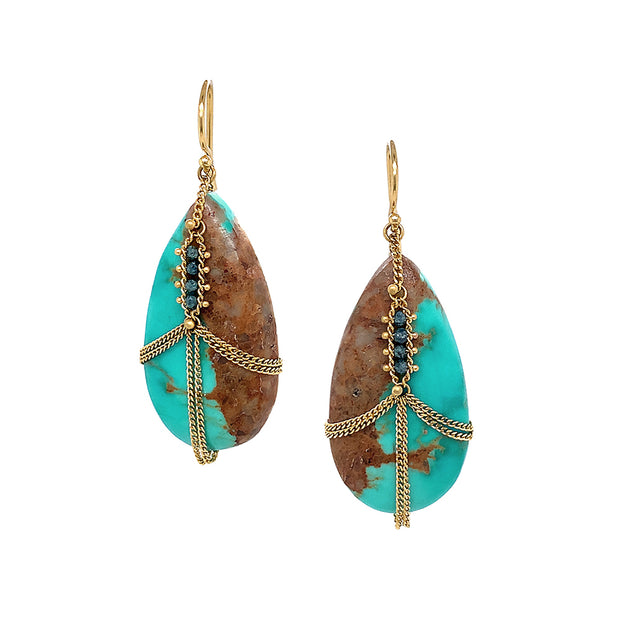 Amali 18K Yellow Gold One-of-a-Kind Turquoise & Blue Diamond Draped Earrings