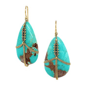 Bohemian Bridal Turquoise and Diamond Earrings by Amali Jewelry