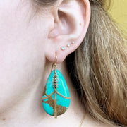 Bohemian Bridal Turquoise and Diamond Earrings by Amali Jewelry on Model