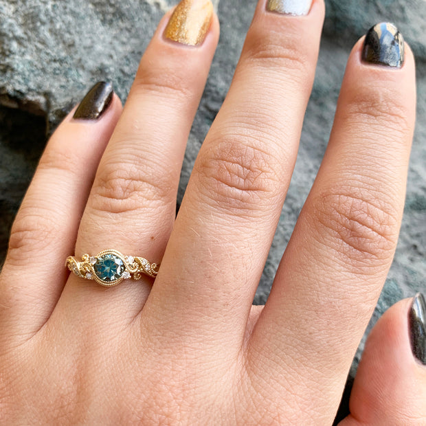 Green Montana Sapphire and Diamond Ring - "Resplendent"