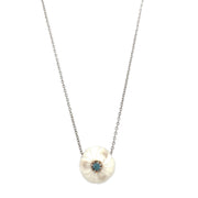 Freshwater Pearl & Blue Topaz Necklace - "Narcissus"