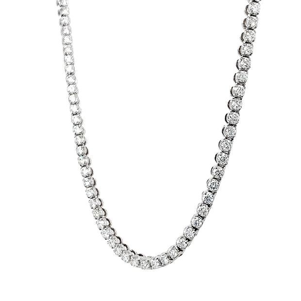 White Gold Diamond Tennis Necklace - "Cascade of Diamonds"