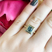 Square Shaped Montana Sapphire Engagement Ring - "Montana Mariana"