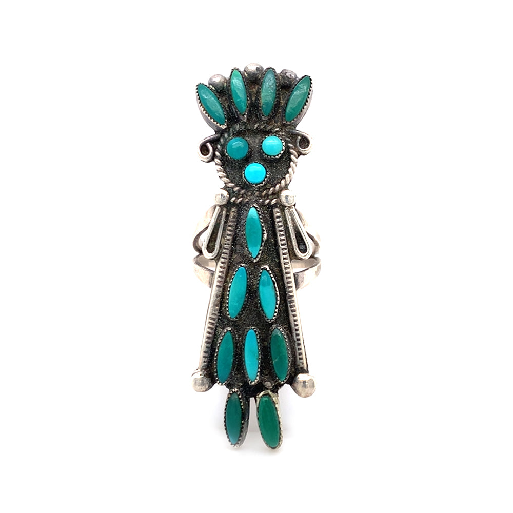 Estate Sterling Silver Turquoise Navajo Ring 
