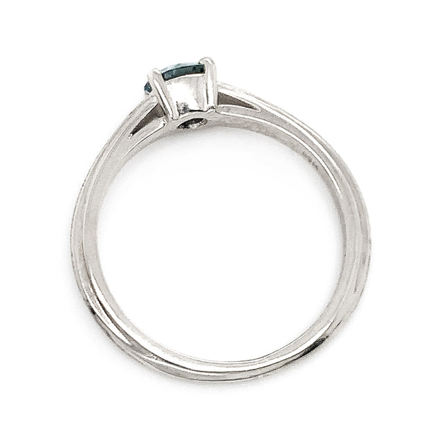 Montana Sapphire White Gold Solitaire Ring - "Winter Water"