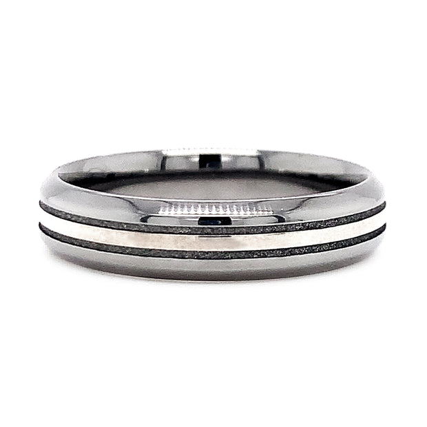Tantalum and Sterling Silver Grooved Band