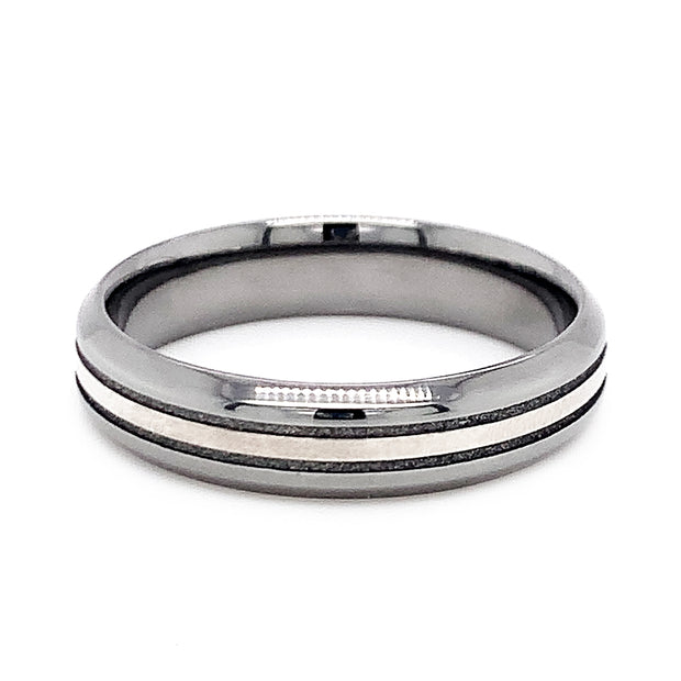 Tantalum and Sterling Silver Grooved Band