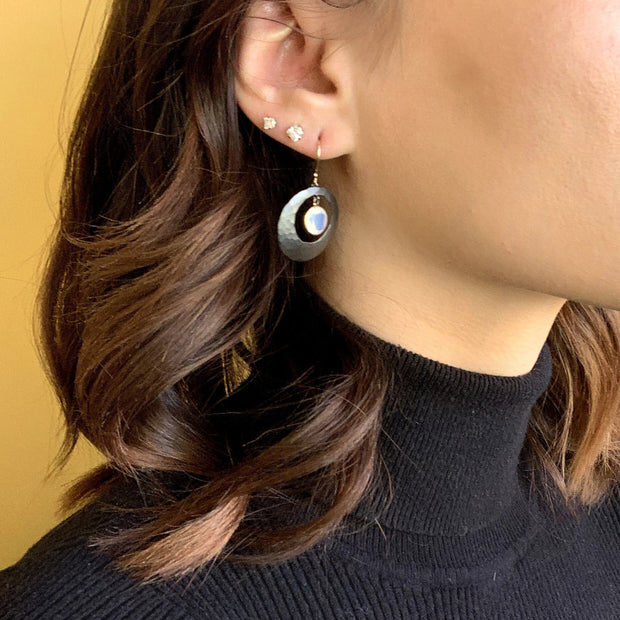 Silver & Oregon Opal Earrings - "Lunar Glow"