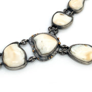 Custom Sterling Silver & Yellow Gold Elk Ivory Necklace - "Cernunnos"