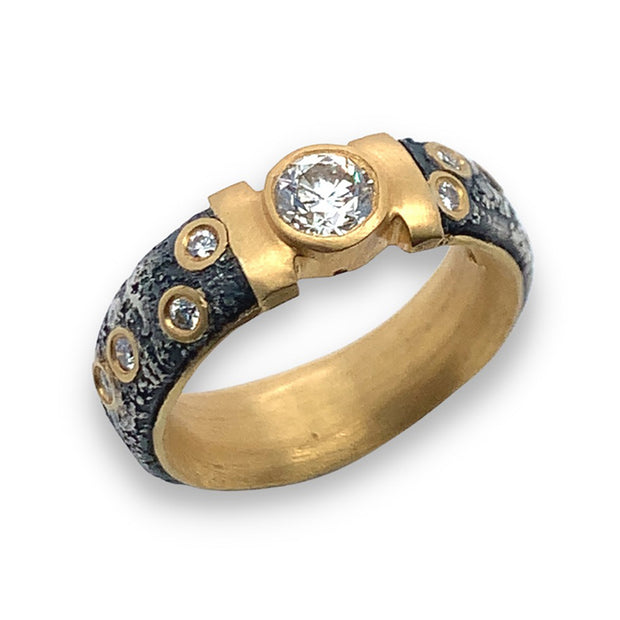 Silver & Gold Diamond Ring - "Constellation"