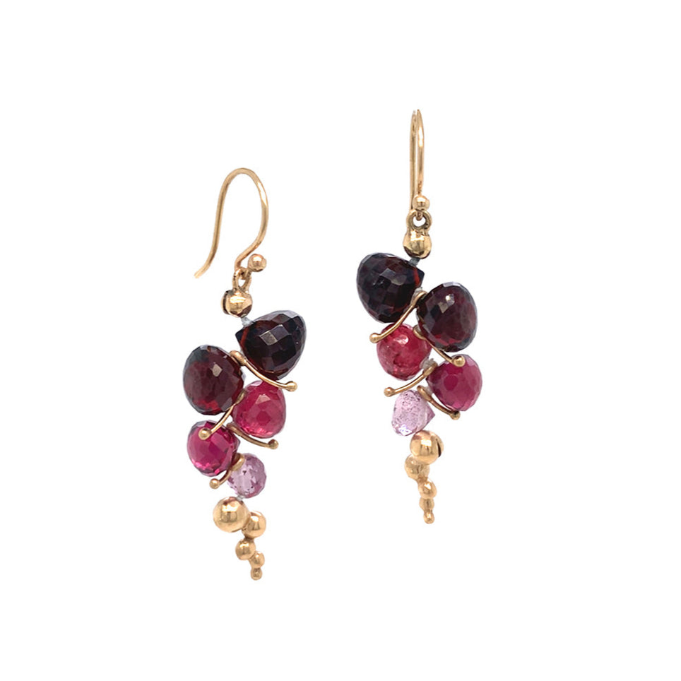 Almandine, Malaya, Rhodolite Garnet Drop Earrings