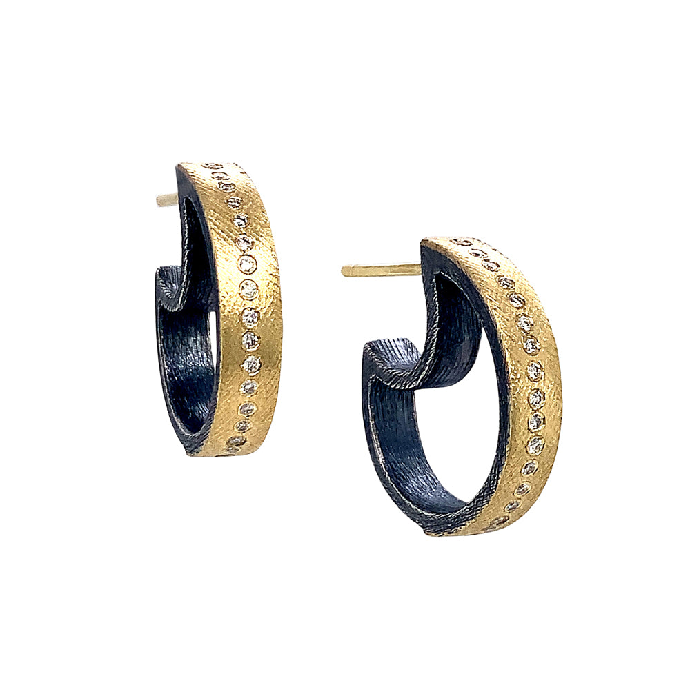 Sterling Silver 18K Yellow Gold Hoop Earrings 