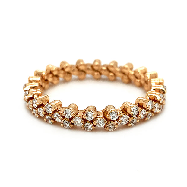 Rose Gold Three Row Expandable Brevetto Diamond Ring