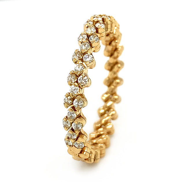 Yellow Gold Three Row Expandable Brevetto Diamond Ring