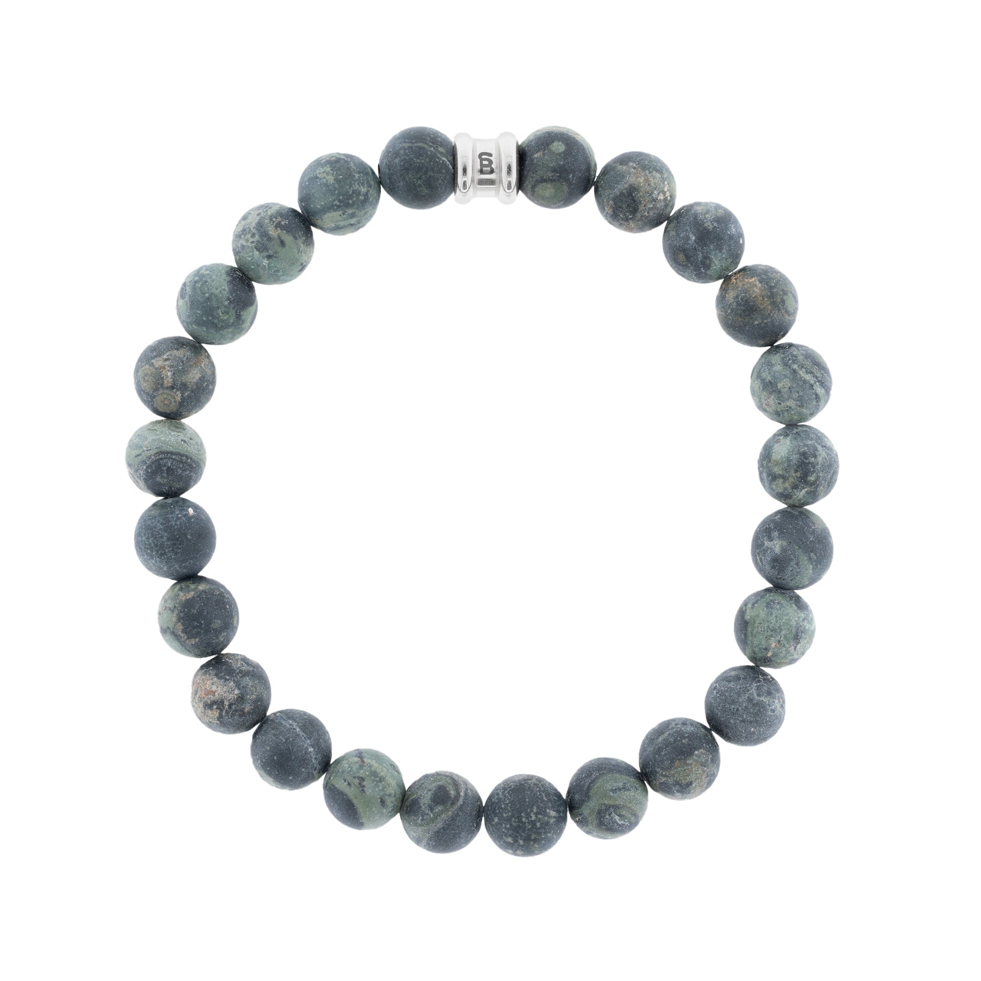 Stainless Steel Matte Kambaba Jasper Beaded Bracelet