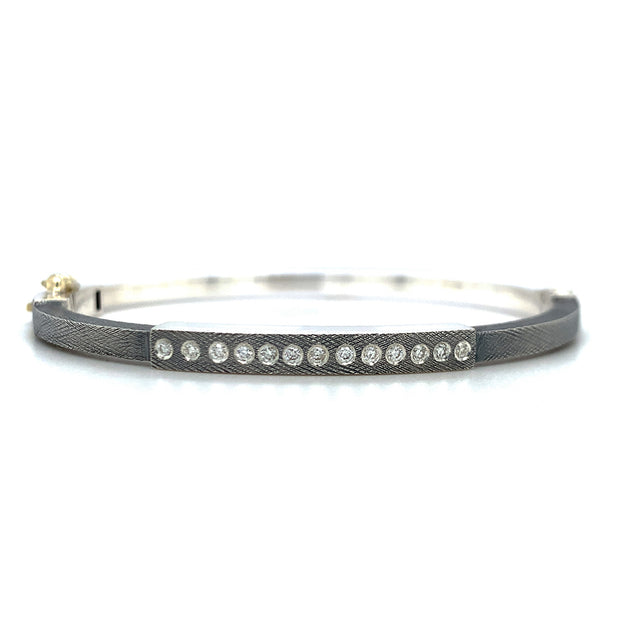 Sterling Silver & Diamond Bangle Bracelet - "Diana"