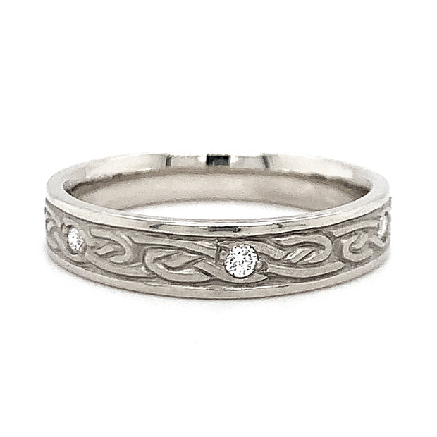 Engraved White Gold Band - "Infinity Knot"