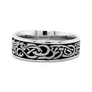 White Gold & Engraved Dragon Band - "The Guardian"