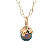 Tahitian Pearl & Diamond Yellow Gold Necklace - "Crown of Coins"