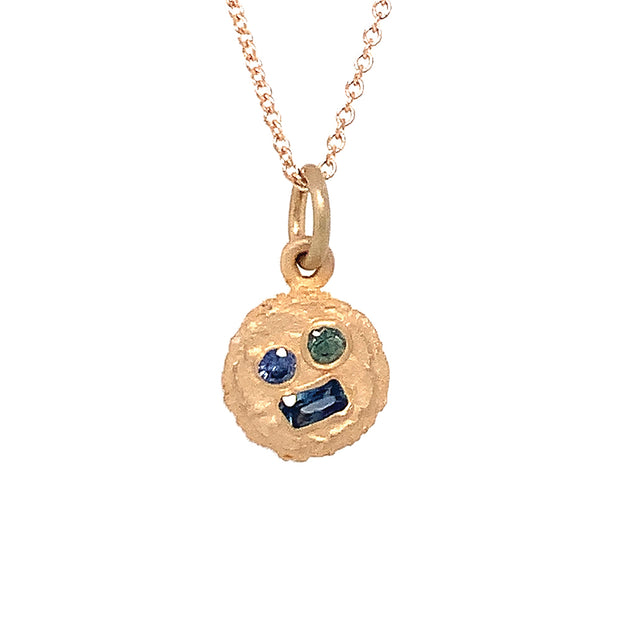 Montana Sapphire Yellow Gold Necklace - "Sea Floor Medallion"