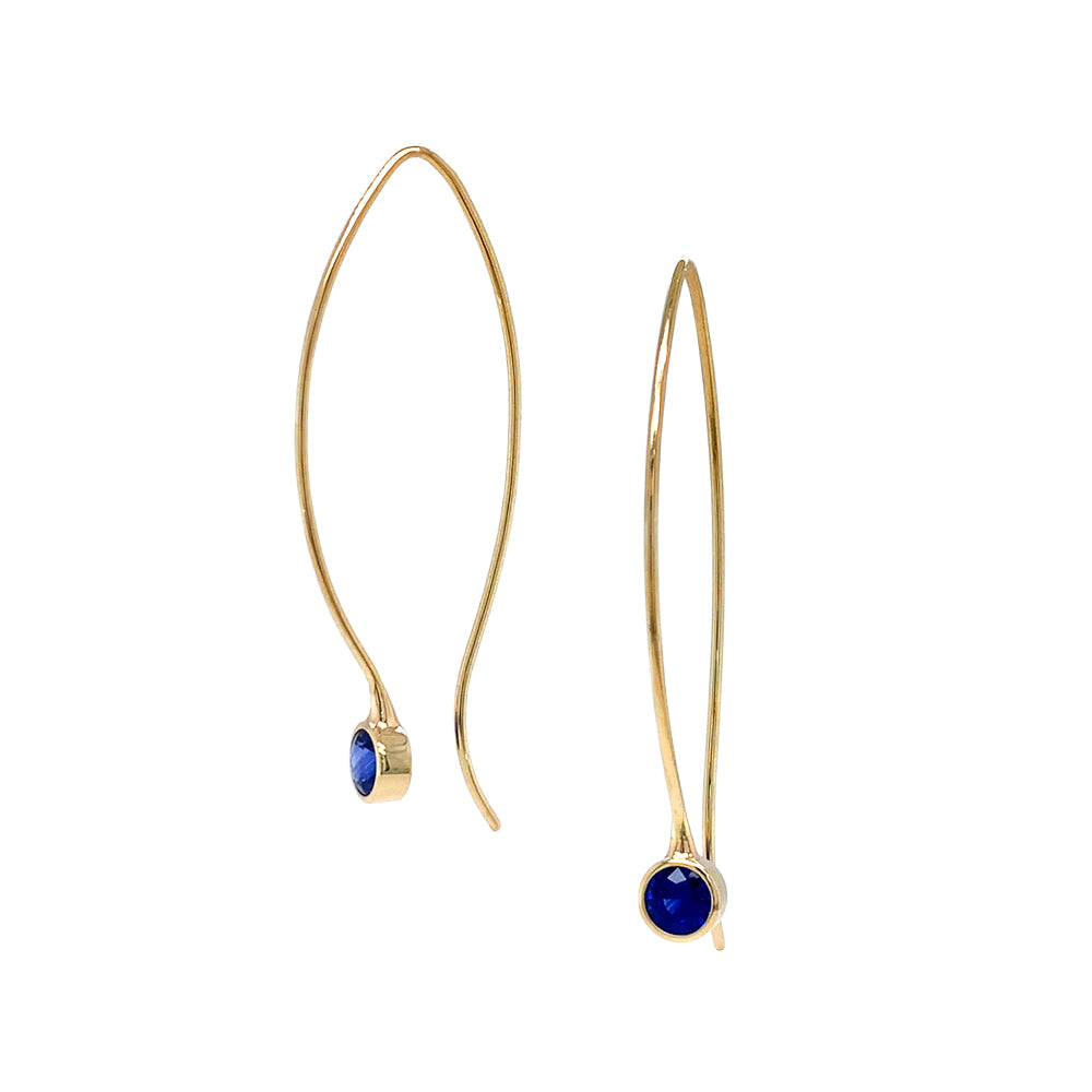 Ceylon Sapphire Yellow Gold Earrings 