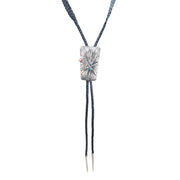 Fidel Bahe Sterling Silver, Turquoise, and Spiny Oyster Bolo on Braided Leather [105]