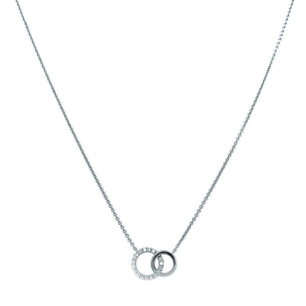 White Gold and Diamond Necklace- "Intertwined Circle"