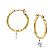 Diamond Hoop Yellow Gold Earrings - "Solo"