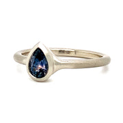 White Gold and Pear Montana Sapphire Ring - "Afina"