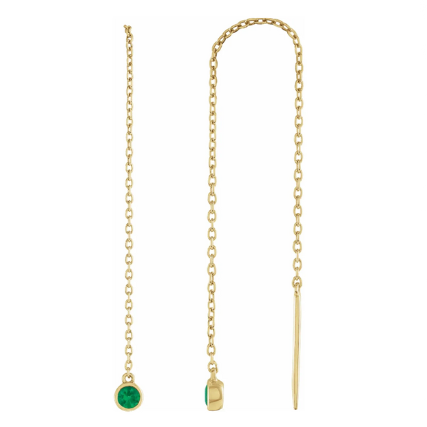 Emerald and Yellow Gold Threader Earrings