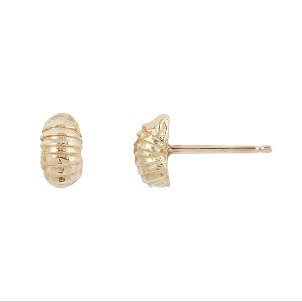 Yellow Gold Stud Earrings - "Roly Poly"