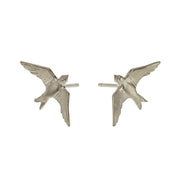 Sterling Silver Stud Earrings - "Flying Swallows"