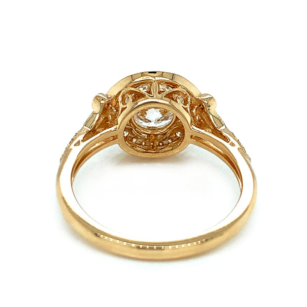 Yellow Gold and Diamond Halo Ring-"Eternal Love"