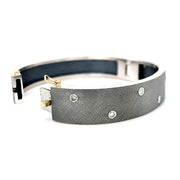 Wide Sterling Silver & Diamond Bangle Bracelet - "Nubia"