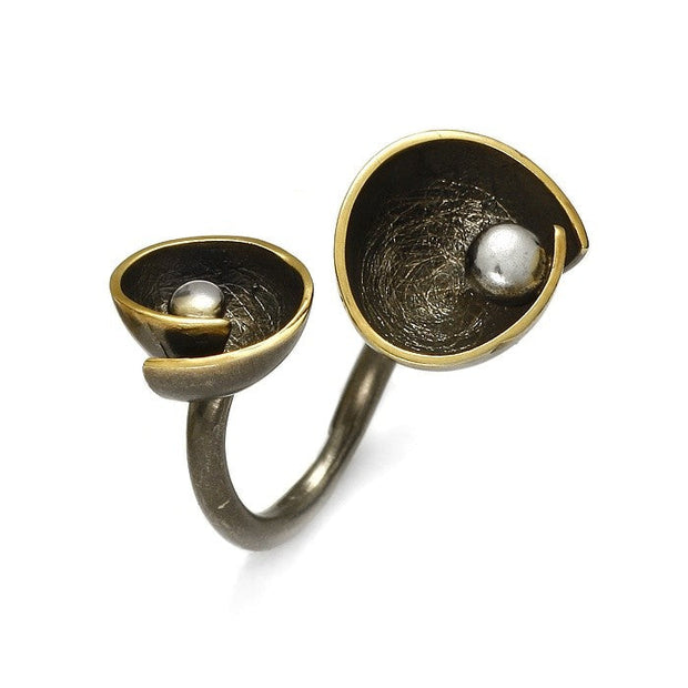 Sterling Silver and Vermeil Ring - "Poppy Flourish"