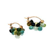 Green Tourmaline & Aquamarine Earrings - "Small Clouds"