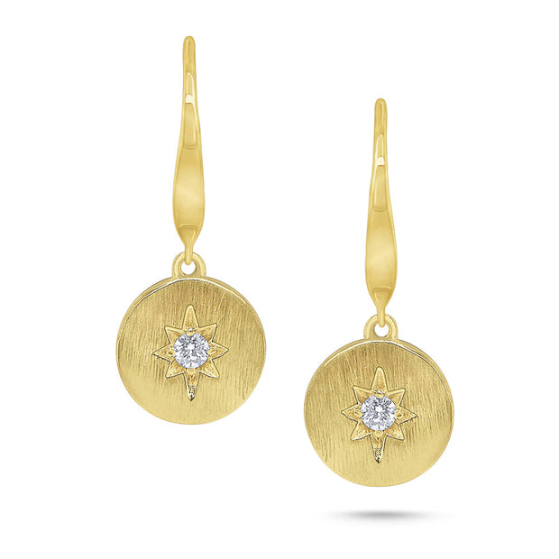 14K Gold Leverback Dangle Earrings  - "Golden Starburst"